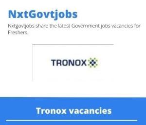 Tronox TI Projects Lead Vacancies in Cape Town 2023